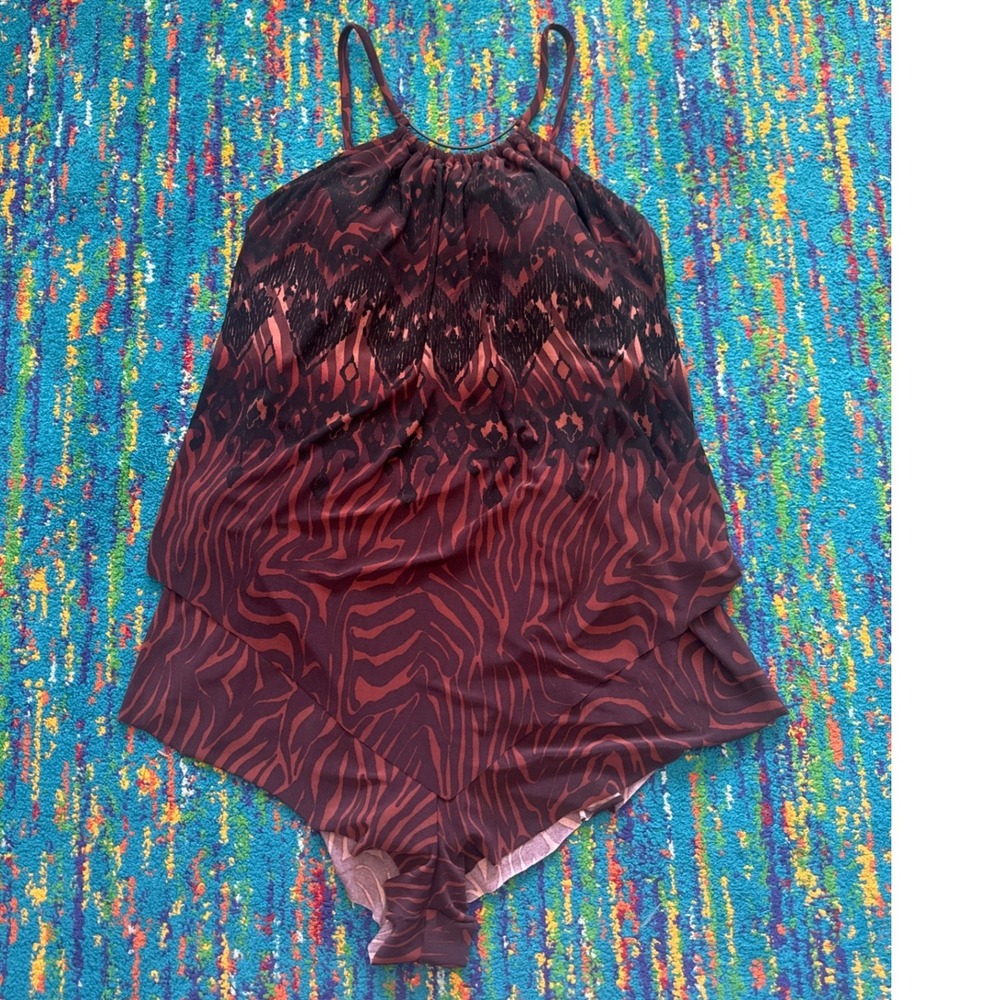 NWT Magicsuit Swim Goldie Romper in Zabra Browns One Piece SZ 16